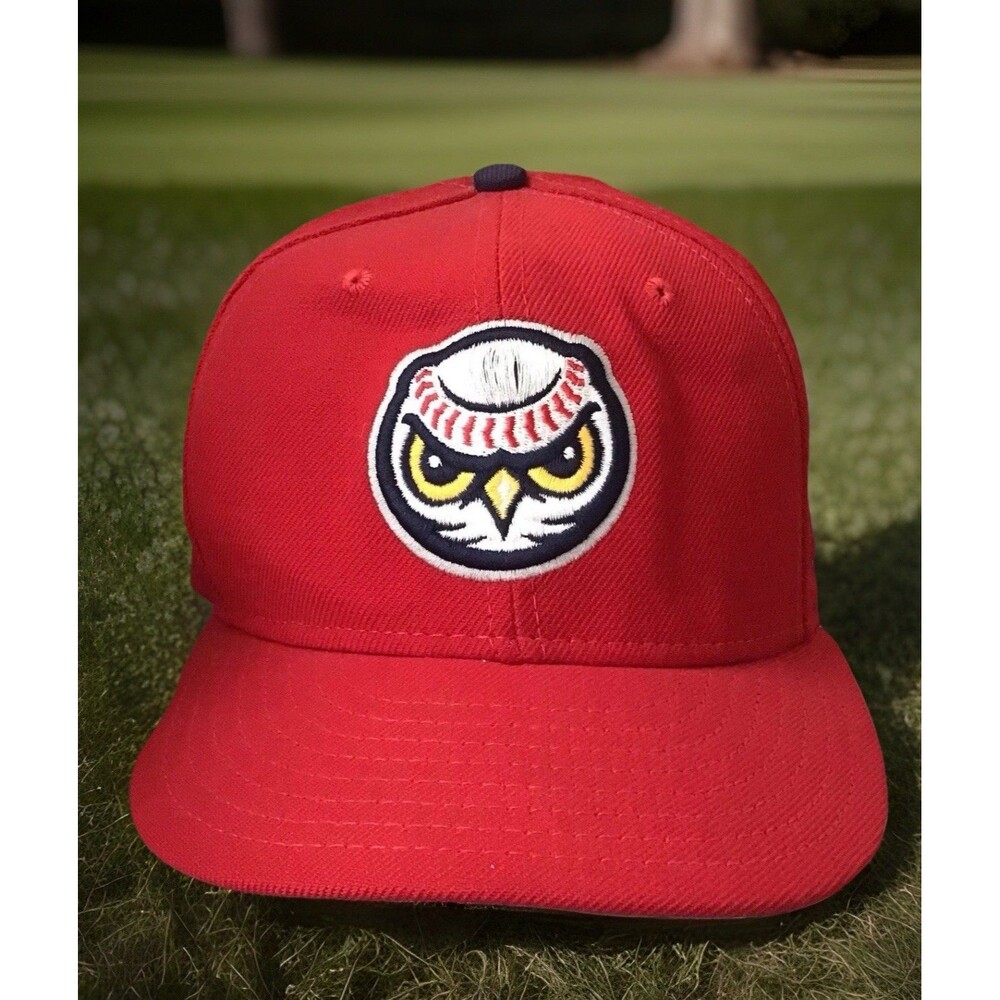 OREM OWLZ Hat Cap New Era 59/50 Los Angeles Minor League Red Embroidered Size-7
